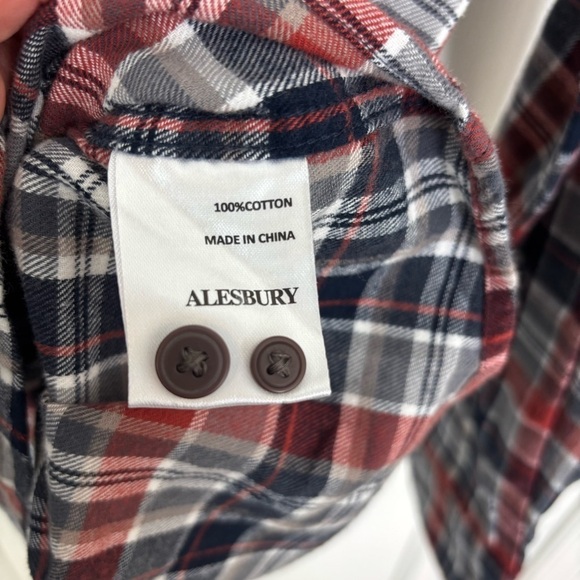 Alesbury NWOT Plaid Button-Up Flannel Collared Shirt Regular Fit Long Sleeve L - Picture 8 of 8